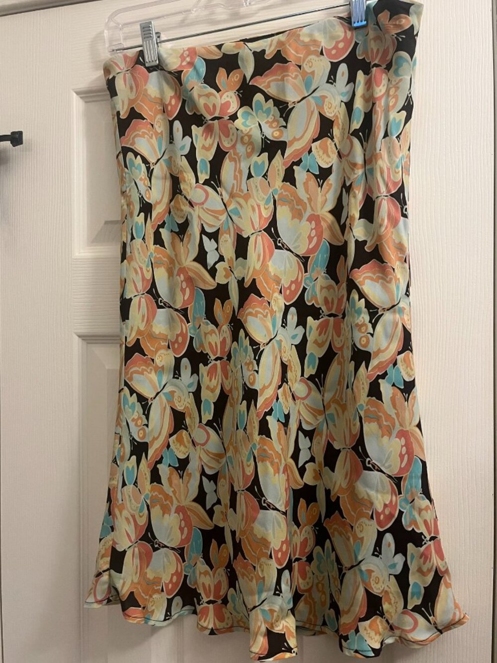 Harolds vintage Y2K 100% silk butterfly print midiskirt bias cut